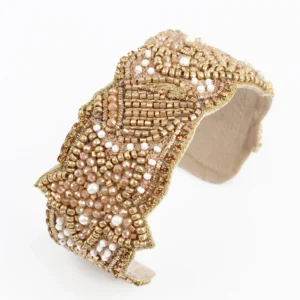 Beautiful Gold Shell Cuff / Bracelet - Hand-beaded - Image 1