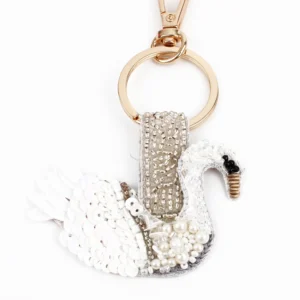 Swan Keyring - Handbeaded - Image 1